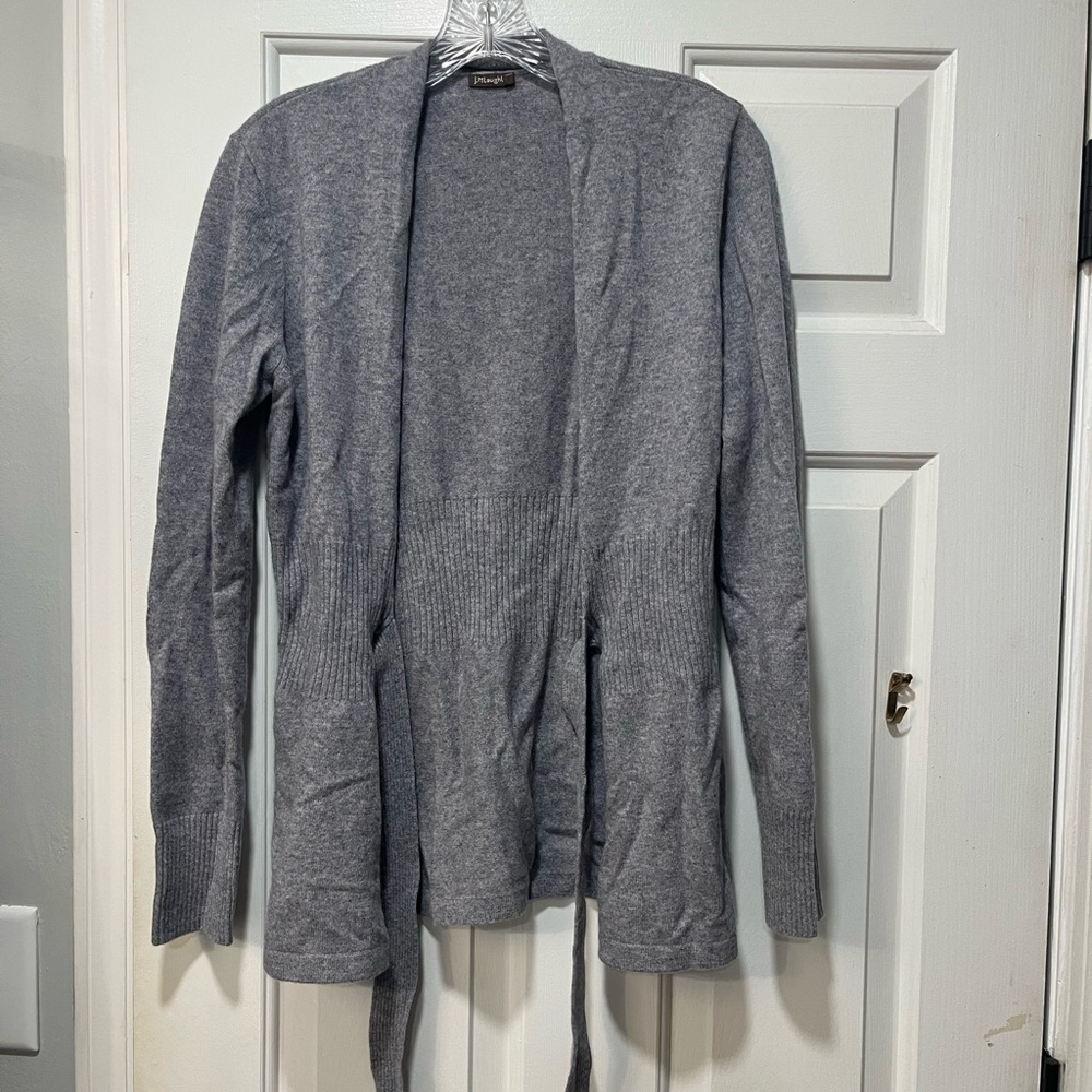 J. McLaughlin Heather Gray Cardigan with waist tie